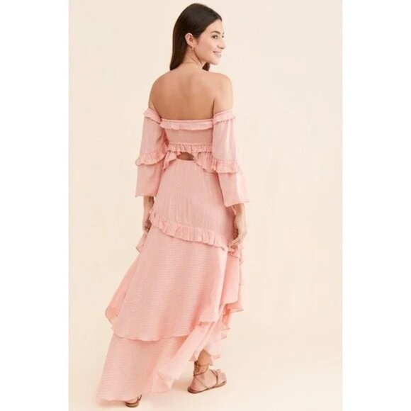 Spell & The Gypsy Clementine Mermaid Smocked Tiered Ruffle Maxi Dress XS - Picture 2 of 14